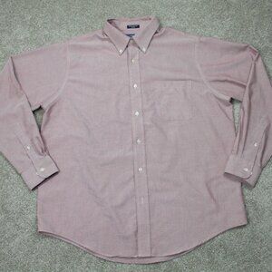 Croft & Barrow Shirt Mens 17, 36 Red Wrinkle-Resistant Oxford L/S Cotton/Poly